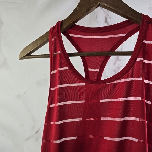 Athletic Works Tank Top Womens XL Red Sheer Striped Racerback Havana - Picture 2 of 8